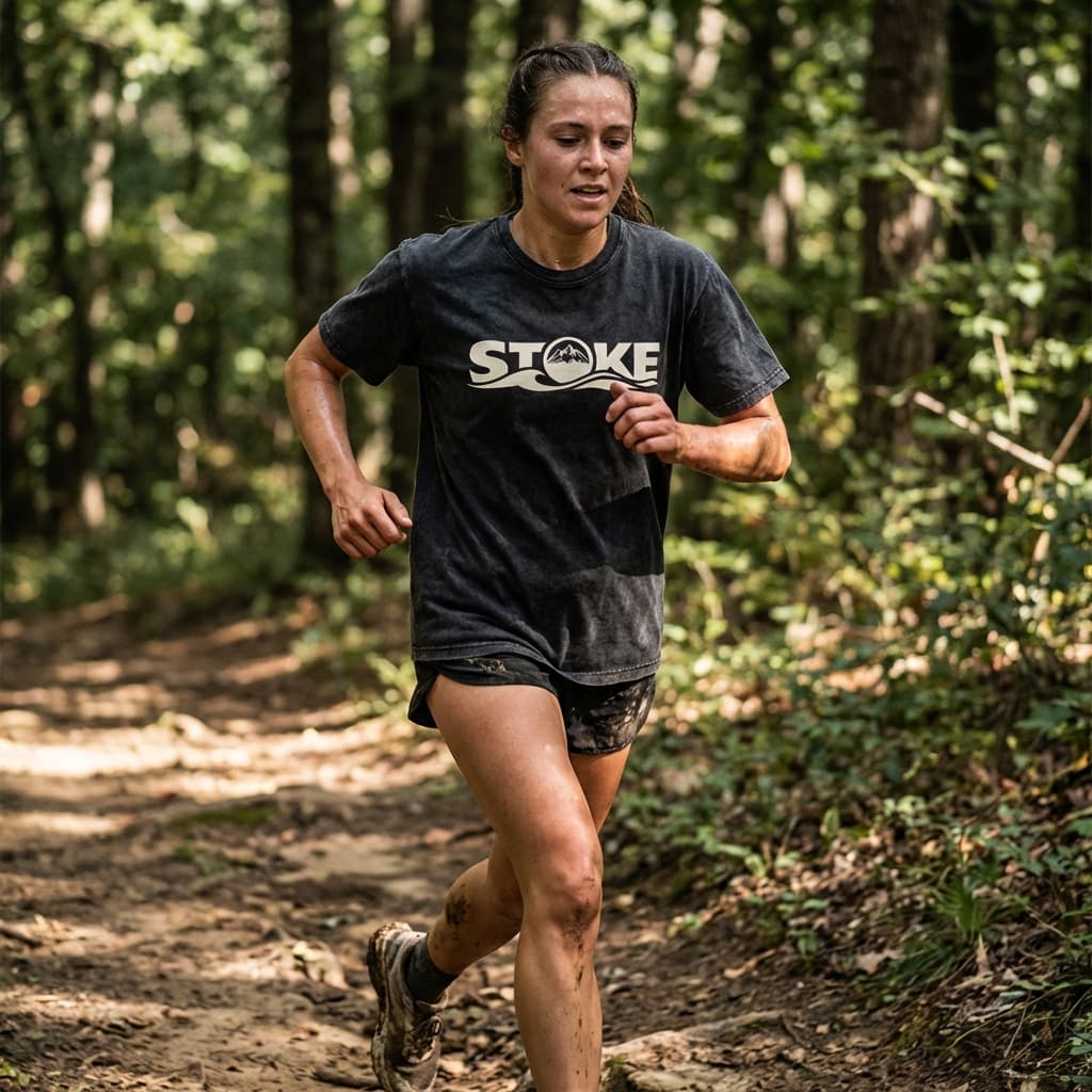 Trail running in Stoke tee